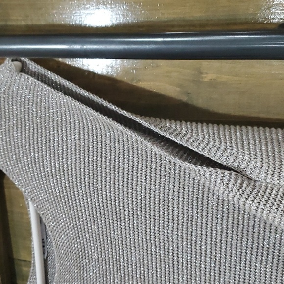 ZARA SILVER SHIMMER METALLIC GRAY KNIT DRESS SIZE LARGE - Picture 5 of 11